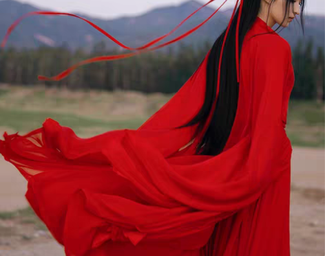 转卖大红色汉服女夏款直裾古风中国风超仙气古...