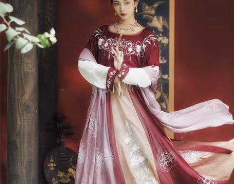 包邮耀春家的花瑶归唐制坦领敦煌风 绣花很好...