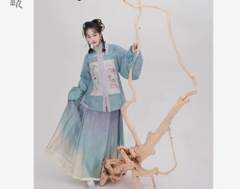 包邮明镜华服【清袅】方领绣花补服2021春...