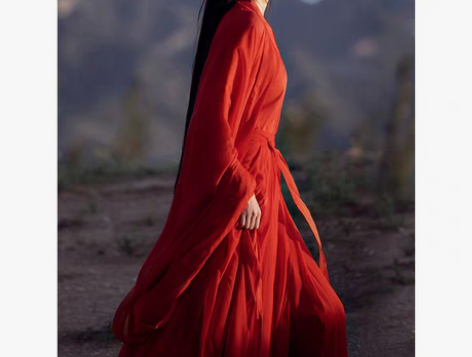 转卖红色魏晋风武侠古装汉服女中国风交领古风...