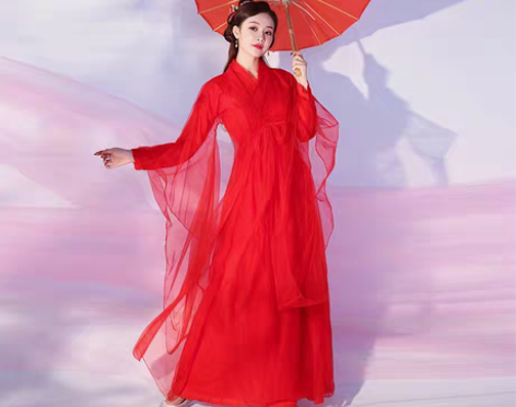 转卖红色古装女汉服襦裙仙女飘逸清新淡雅仙气...