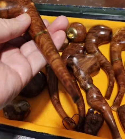 包邮精品麻梨疙瘩火琉璃烟斗，极品满花，爆密...