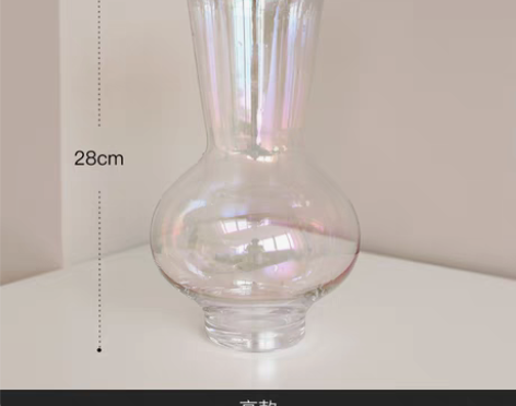 转卖栀美家 彩虹玻璃花瓶摆件客厅插花鲜花 ...