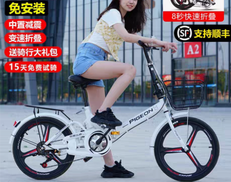 转卖飞鸽折叠自行车20寸22变速超轻便携成...