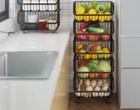 转卖厨房置物架多功能家用落地多层收纳架放菜...