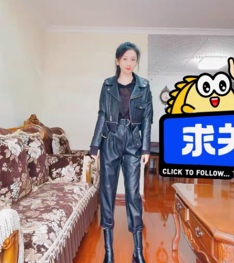 包邮伊华欧秀 黑色皮夹克 s码 几乎全...