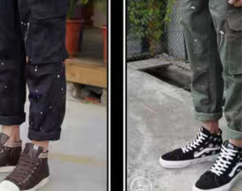 转卖余文乐WTAPS潮牌男款工装裤 泼墨死...