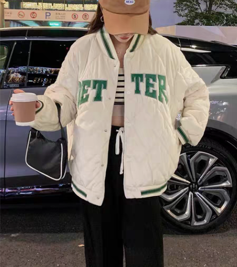 包邮韩范棒球棉服女款 99新，摘吊牌 纯棉...