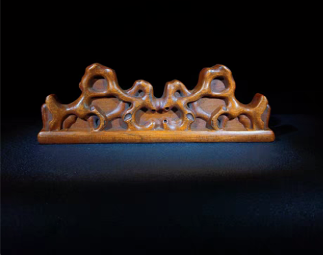 包邮旧藏花梨木精雕细琢 同心协力 笔架 特...