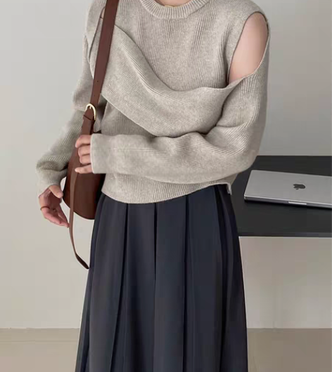 包邮江左毛衣均码米灰色 质量超级好也很有设...