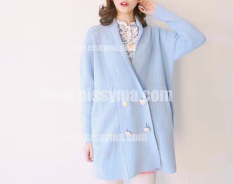 Cissyma原创 100%羊毛双排扣两用...