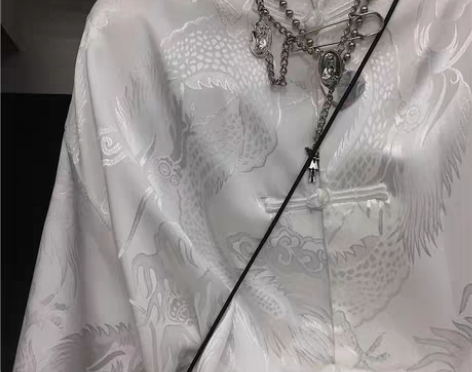 转卖新中式男装冰丝盘扣衬衫男夏龙袍中山装唐...