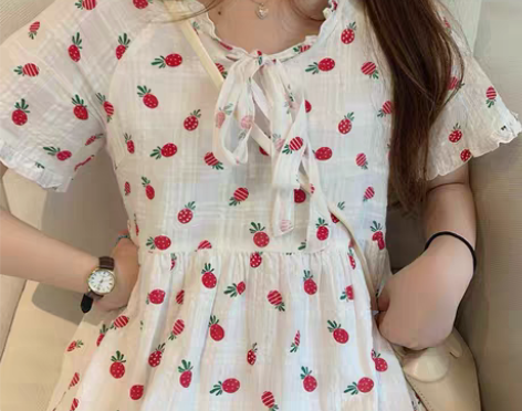 连衣裙收腰显瘦气质小个子甜美碎花裙智熏裙法...