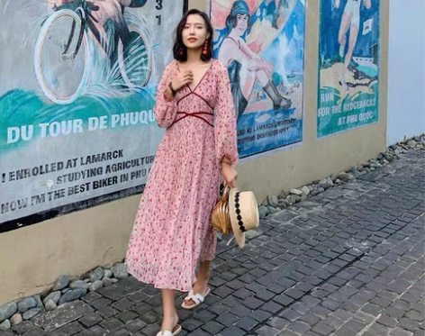 包邮法式裙，修身碎花裙，特别仙女的感觉，布...