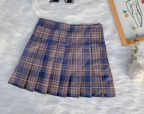 转卖高腰格子裙 短裙 蓝白 韩版 秋季20...