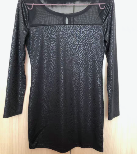 包邮几乎全新#黑色斑纹亮片#鸟羽毛修身性感...