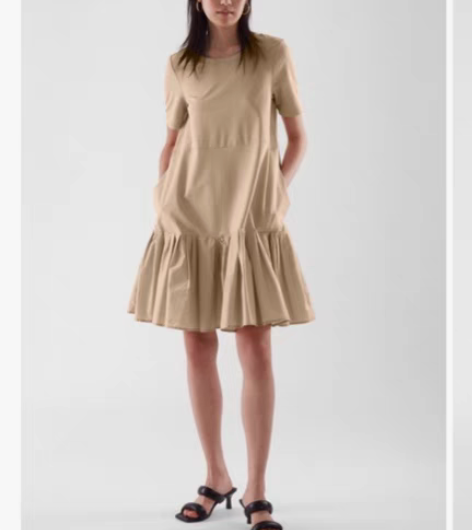 包邮COS荷叶边饰棉质连衣裙 cos简约风...