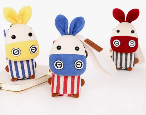 转卖驴滚滚布艺钥匙包三色补丁原创可爱汽车钥...