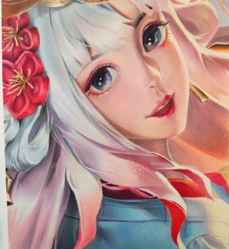 包邮彩铅手绘王者荣耀娜可露露前尘镜 工具：...