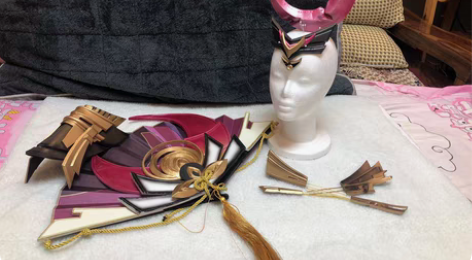 不知火舞绯月行cos道具扇子 头饰组168...