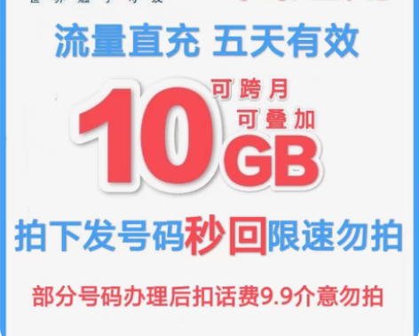包邮代开电信流量包 10G 5天 5天10...