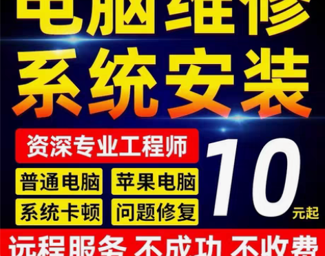 电脑维修系统重装远程故障咨询修复蓝屏死机卡...