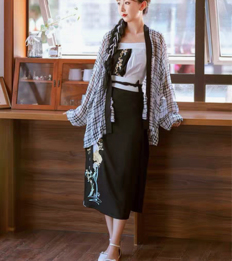 包邮烛颜汉服【秋水起】原创飞机袖两片旋裙宋...