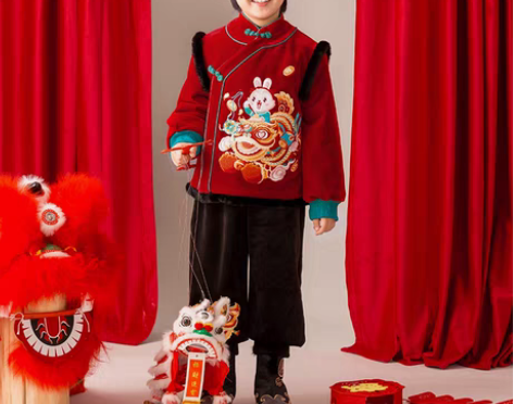 转卖【礼遇价】唐装男童冬季拜年服儿童汉服中...