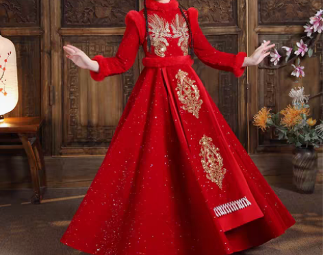 转卖【年货价】女童红色汉服加绒加厚儿童拜年...