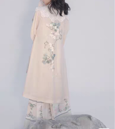 包邮全套徐娇织羽集清和景明竖领对襟长袄一片...