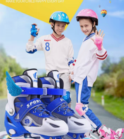 包邮小孩溜冰鞋初学者儿童全套轮滑男女童直排...
