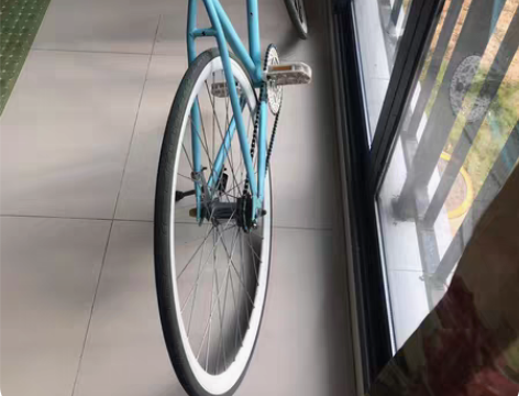 高颜值天蓝色单车-死飞 仅仅手机车把有点生...