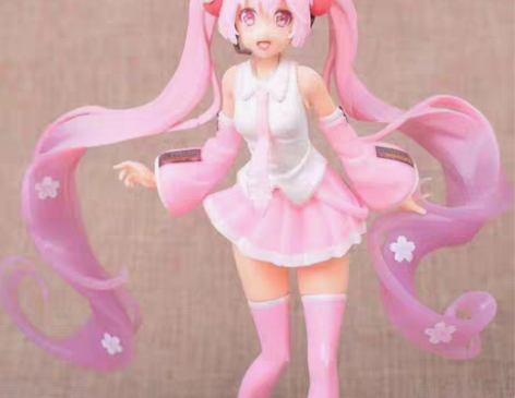 特价包邮初音未来樱花粉色兔耳MIKU手办模...