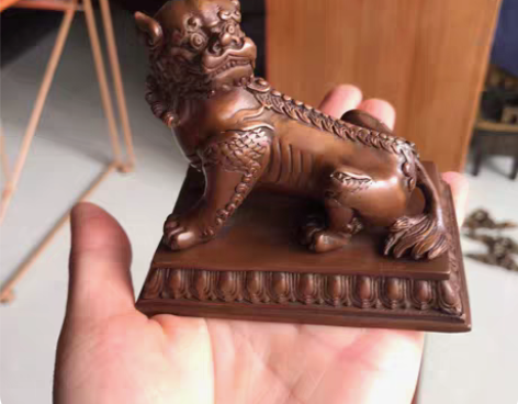 包邮纯紫铜九华山谛听独角神兽摆件地藏王坐骑...