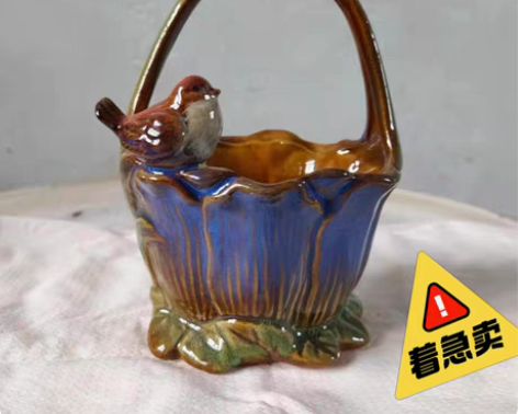 包邮小鸟花篮个性陶瓷小摆件 感兴趣的话点“...