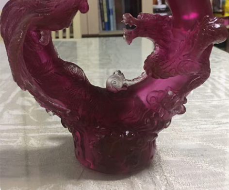包邮龙凤呈祥琉璃摆件工艺品高档礼盒宽16c...