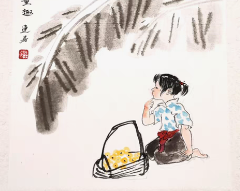 纯手绘国画写意人物38×38小卡画 尺寸：...