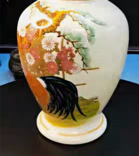包邮日本官窑，昭和时期萨摩烧，描金开片老花...