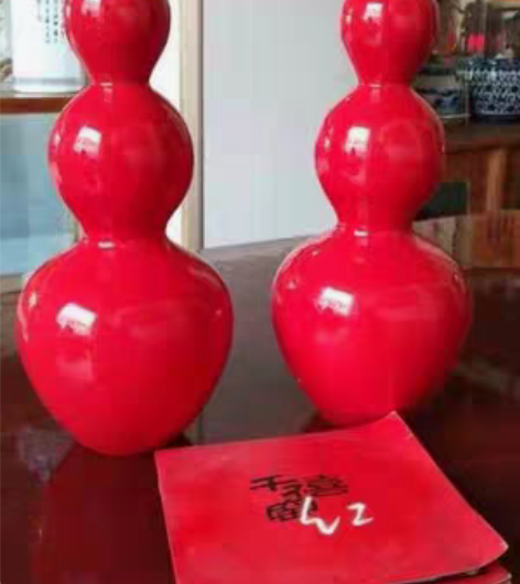 包邮全品景德镇千禧窑红一品红釉瓷一对 感兴...