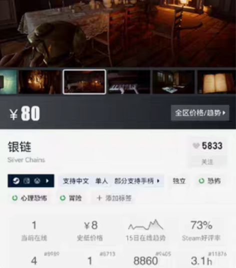 包邮恐怖游戏《银链》steam正版cdke...