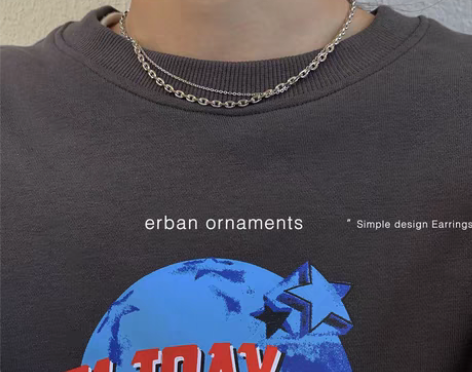 转卖双层叠戴925纯银项链女ins嘻哈简约...