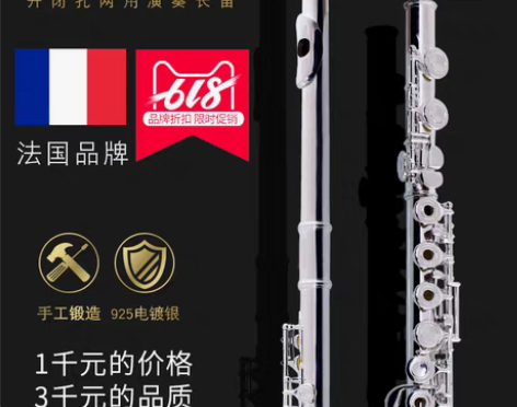 转卖法国海博瑞恩 C调16孔开闭孔镀银长笛...
