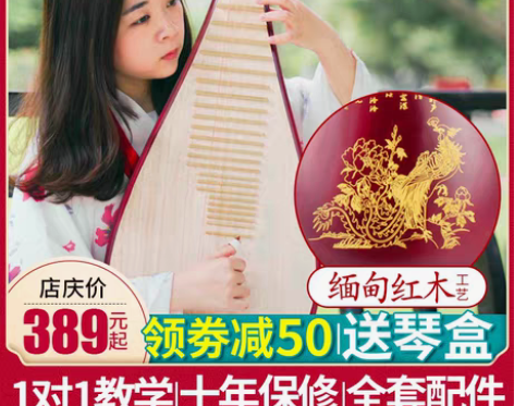 转卖红木琵琶乐器初学者入门自学成人儿童花梨...