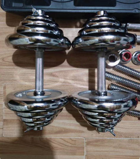 100斤纯铁电镀哑铃男士家用健身哑铃器材一...