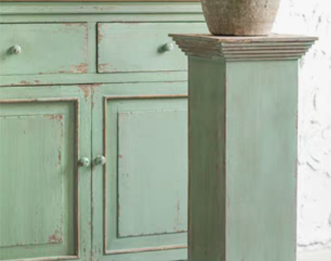 转卖润家家居绿色做旧复古家居系列罗马柱柜子...