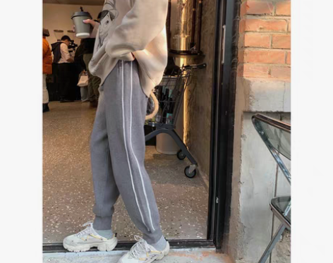 转卖林珊珊『行走的舒适裤』休闲慵懒双杠针织...