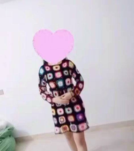 包邮连衣裙套头长袖款手钩镂空套头彩花女罩衫...