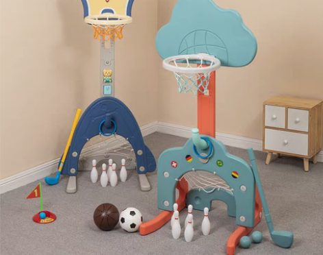 转卖儿童室内可升降篮球架宝宝投篮框足球门二...