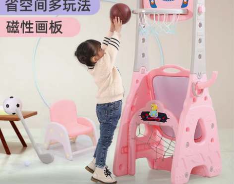 转卖儿童篮球架可升降多功能礼物室内高尔夫玩...