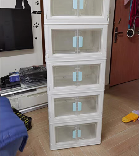 包邮【全新清仓】免安装透明双开门折叠箱收纳...